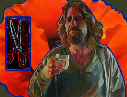 The Dude and His White Russian (on Red Poppy by O’Keefe)